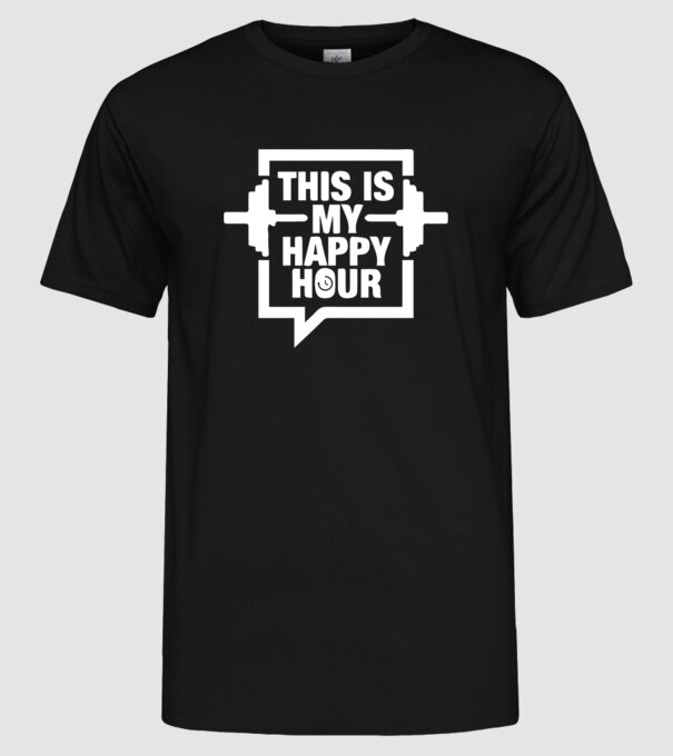 this is my happy hour model negru pe tricou