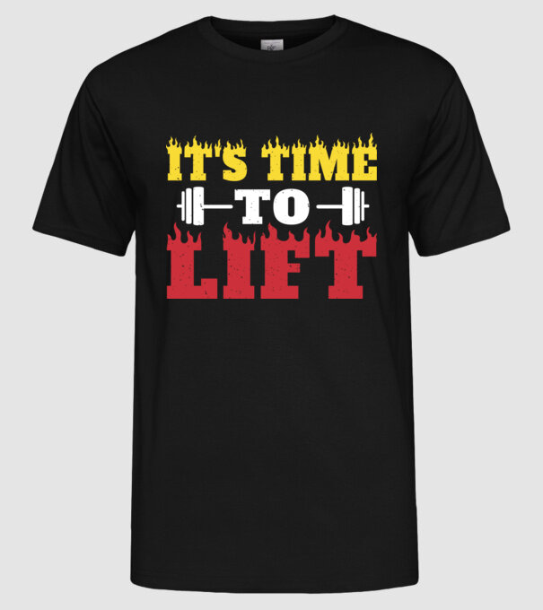 Time to lift model negru pe tricou