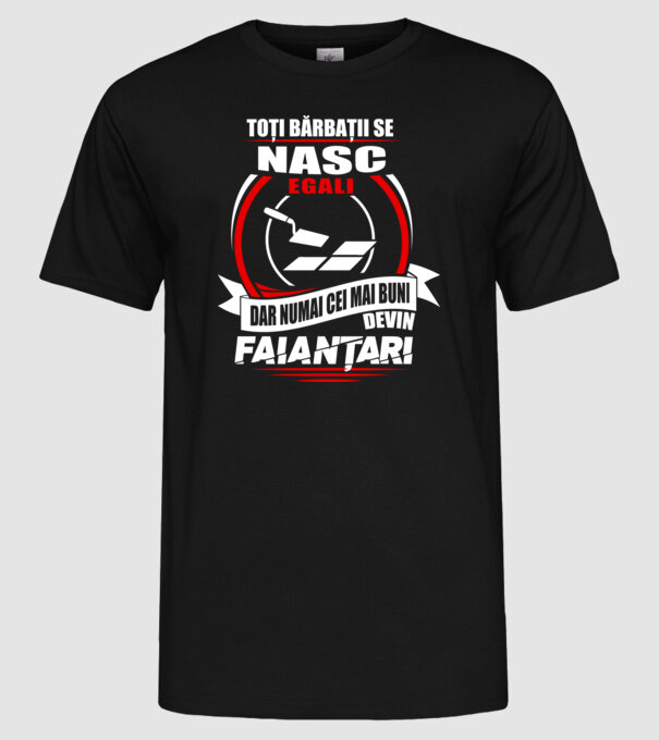 Toți bărbații se nasc egali faianțari model negru pe tricou