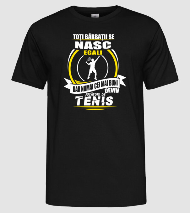 Toți bărbații se nasc egali jucătorii de tenis model negru pe tricou