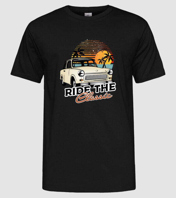 Trabant Ride The Classic model negru pe tricou