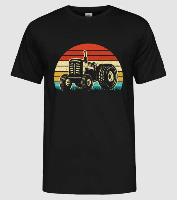 TRACTOR model negru pe tricou