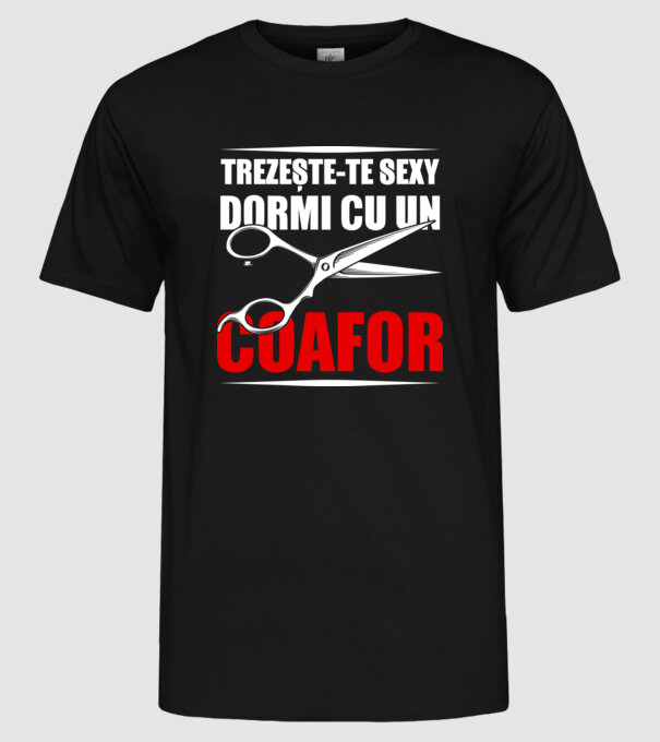 Trezește-te sexy, dormi cu un coafor model negru pe tricou