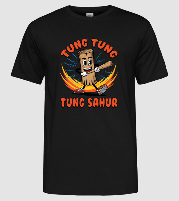 Tung Tung Tung Sahur drăguț model negru pe tricou