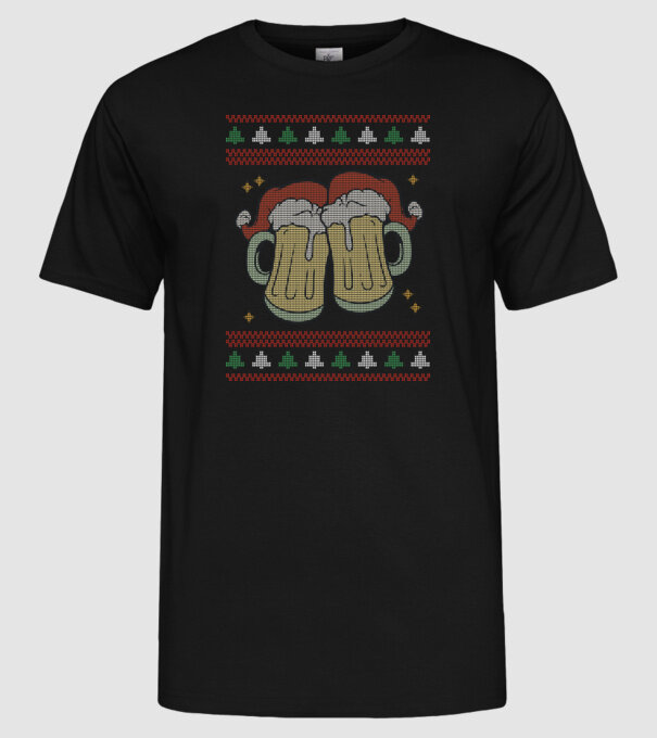 ugly sweater beers model negru pe tricou