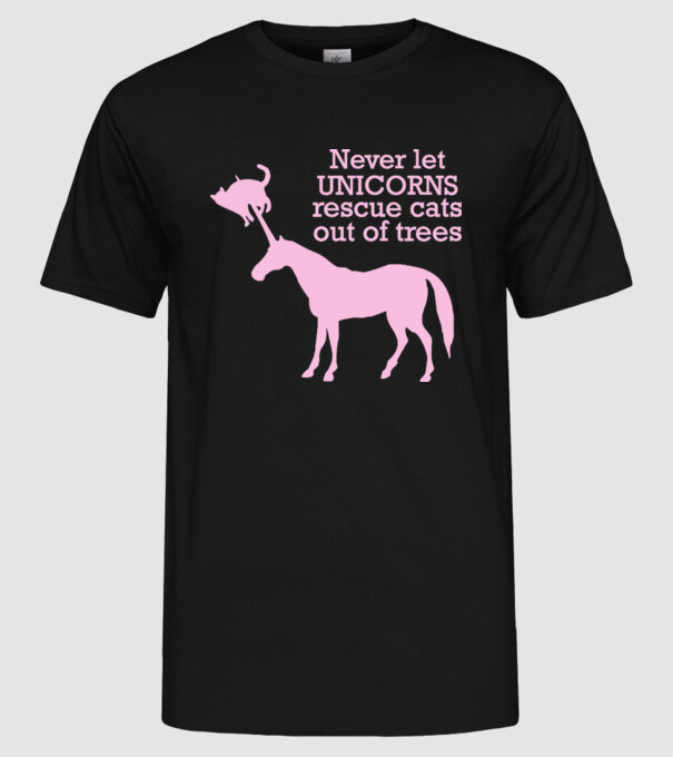 unicorn cat model negru pe tricou