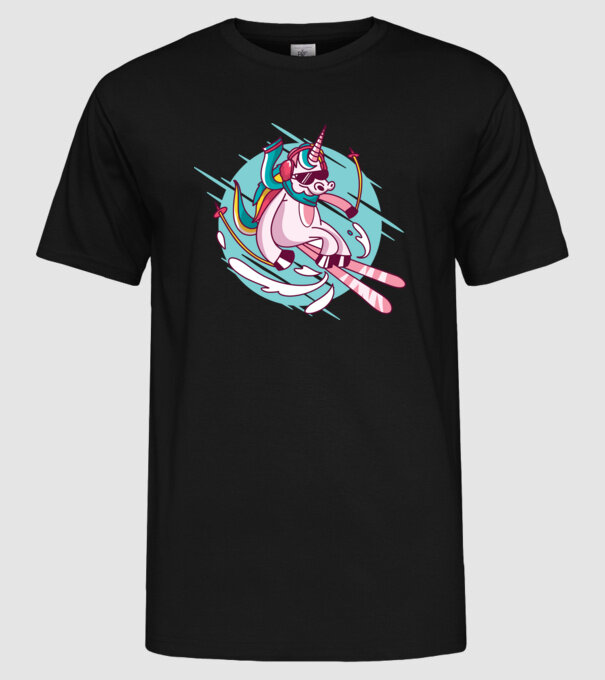 Unicorn ski model negru pe tricou