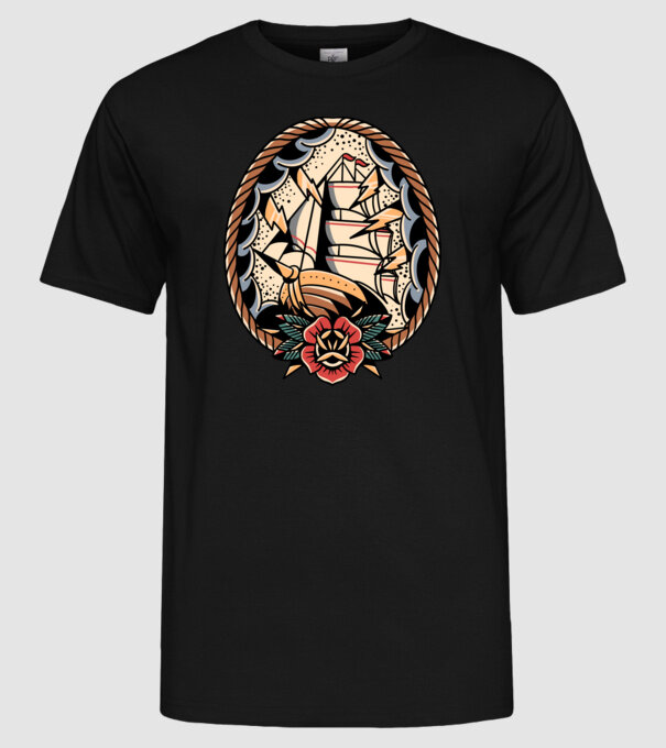 Vapoare model negru pe tricou