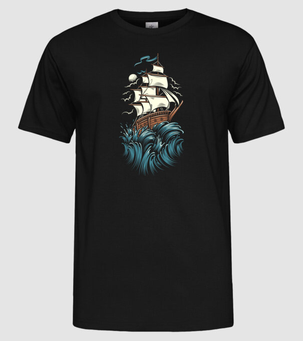 Vapoare model negru pe tricou