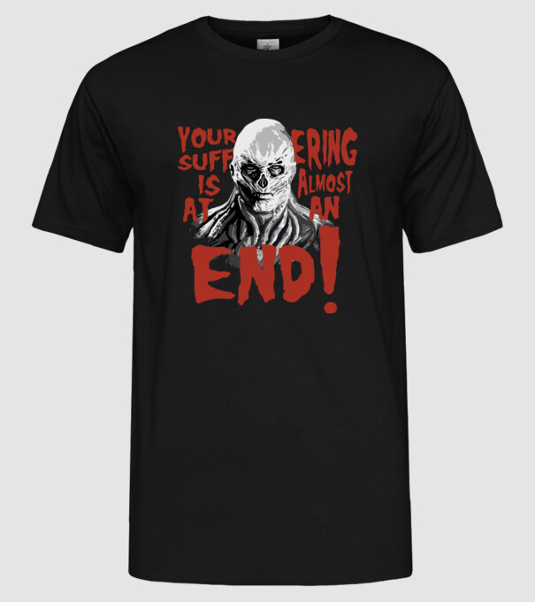 vecna your suffering is almost at an end model negru pe tricou