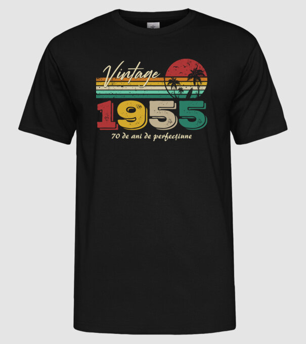 VINTAGE 1955 model negru pe tricou