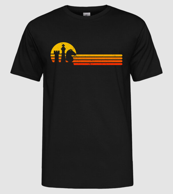 Vintage chesss sunset model negru pe tricou