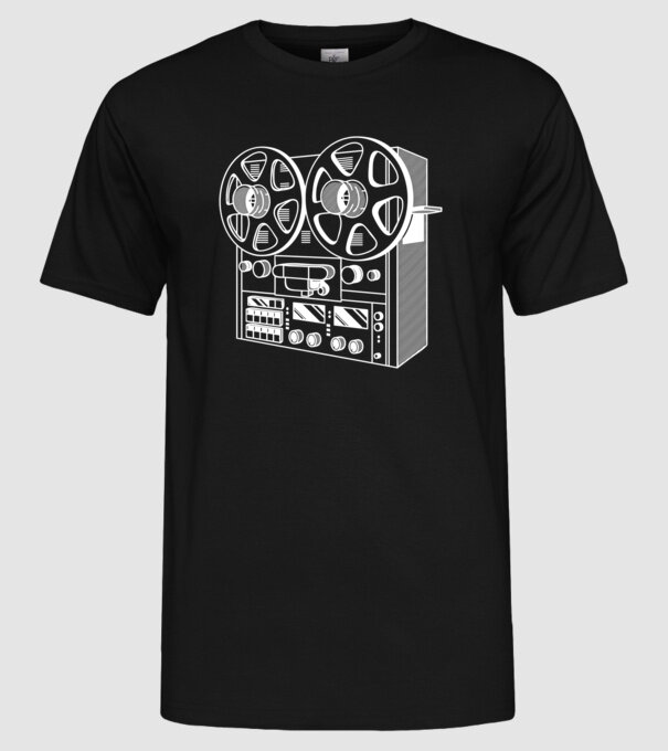 Vintage Reel to Reel Recorder model negru pe tricou