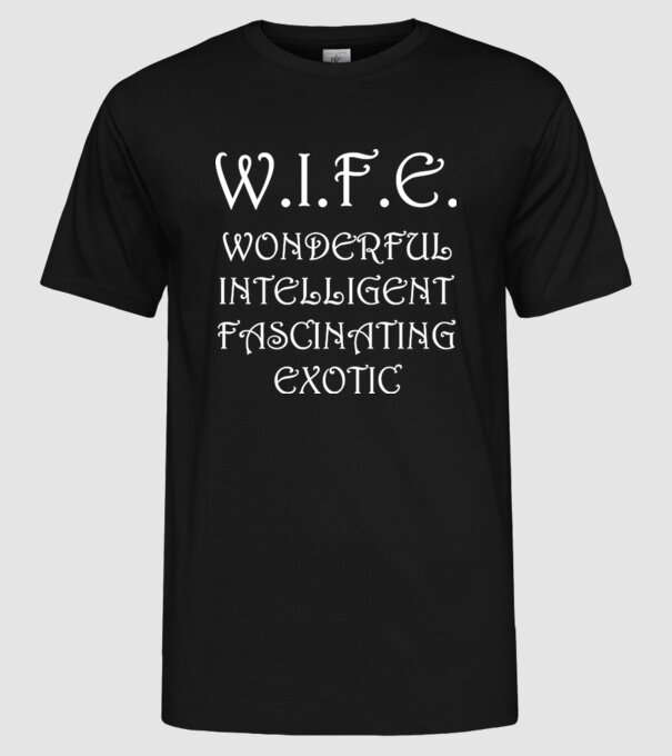 W.I.F.E. model negru pe tricou