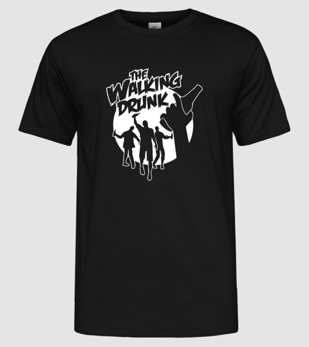 Walking Drunk model negru pe tricou