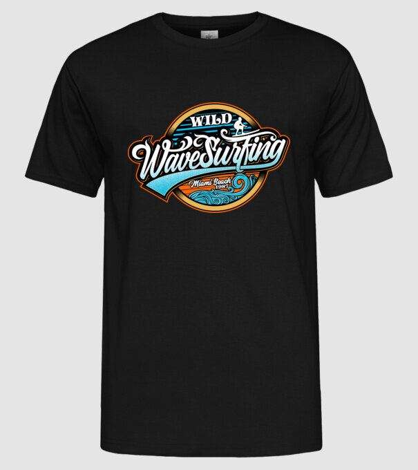 WaveSurfing model negru pe tricou