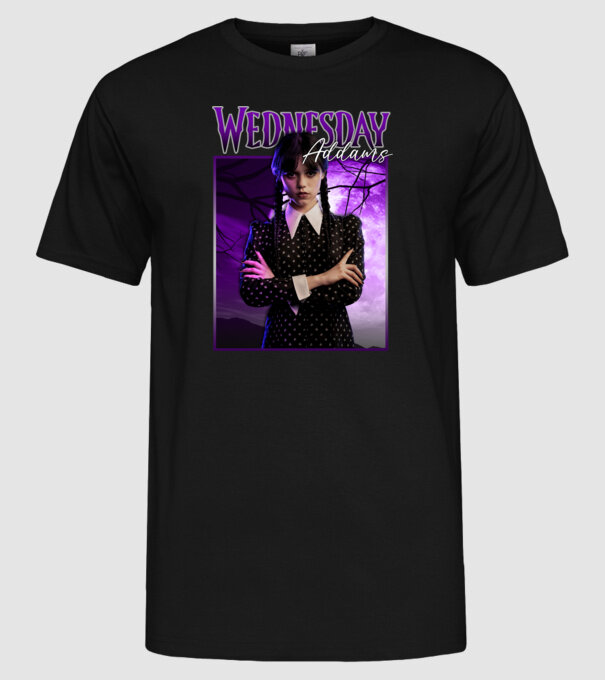 Wednesday Addams model negru pe tricou
