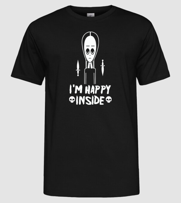 WEDNESDAY Happy inside model negru pe tricou