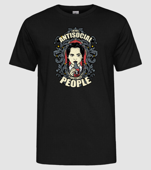 WEDNESDAY - Just hate people model negru pe tricou