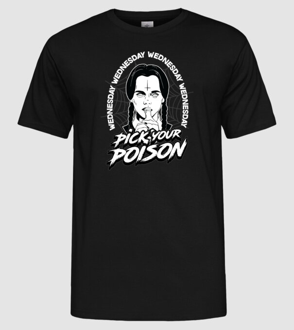 WEDNESDAY Pick your poison model negru pe tricou
