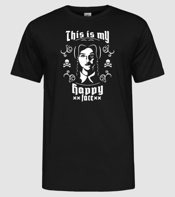 WEDNESDAY This is my happy face model negru pe tricou