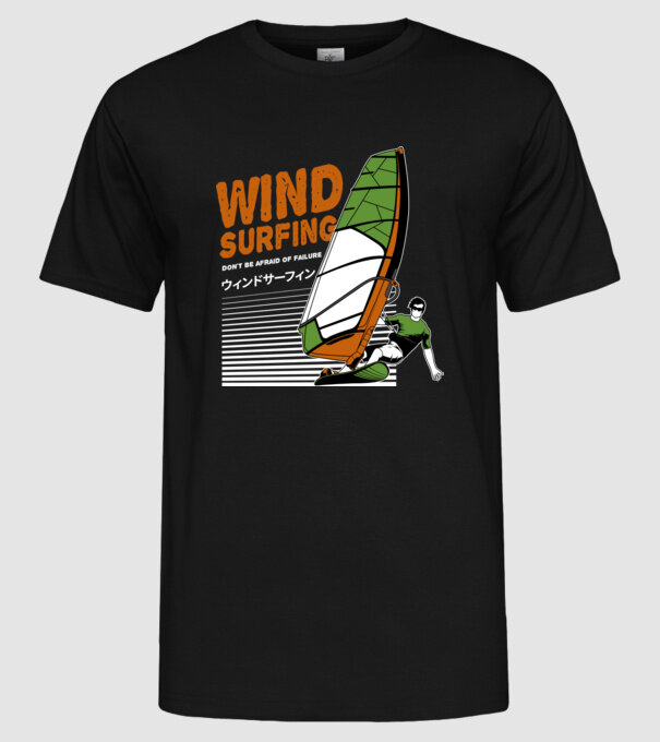 Wind Surf model negru pe tricou