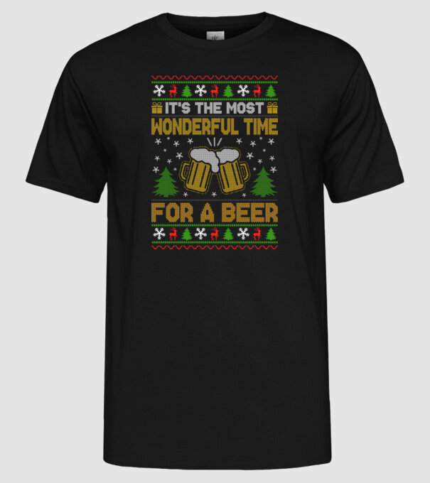 Wonderful time for a beer model negru pe tricou