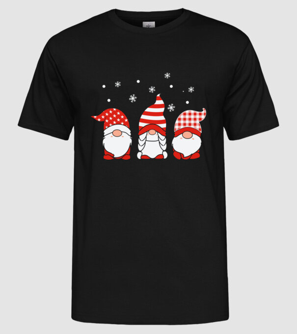 Xmas gnomes model negru pe tricou