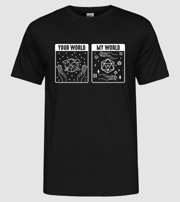 Your World My World model negru pe tricou