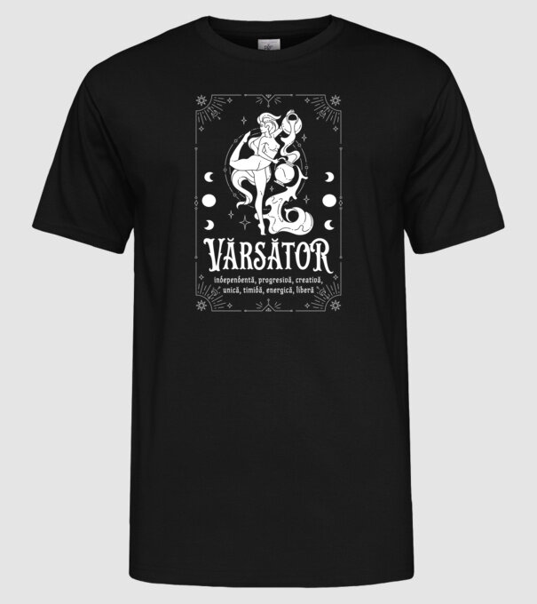 Zodiac femeie VĂRSĂTOR white model negru pe tricou