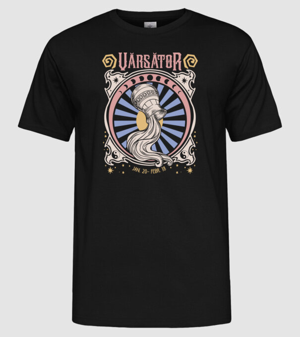 Zodiac Vintage VĂRSĂTOR model negru pe tricou