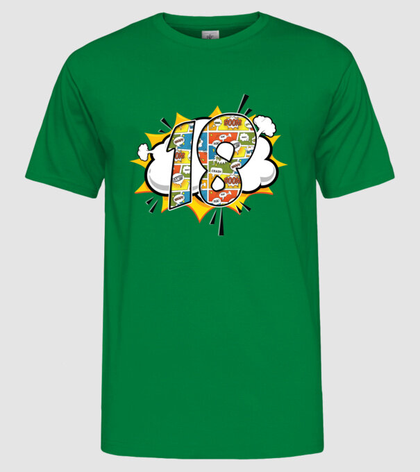 Birthday Comic Number 18 model verde pe tricou