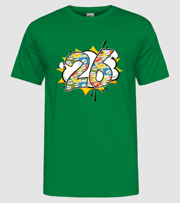 Birthday Comic Number 26 model verde pe tricou
