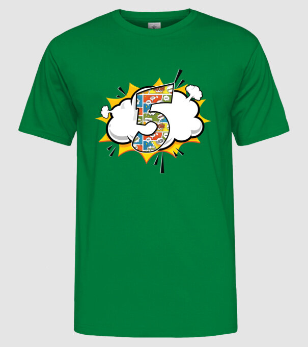 Birthday Comic Number 5 model verde pe tricou