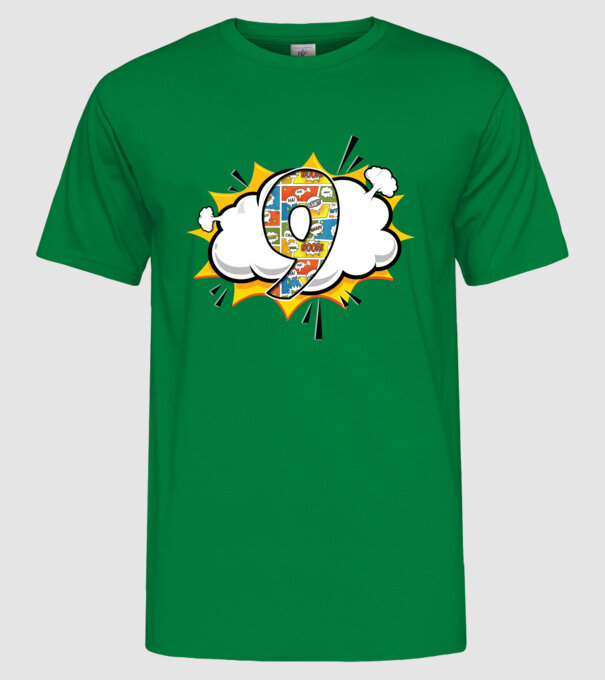 Birthday Comic Number 9 model verde pe tricou