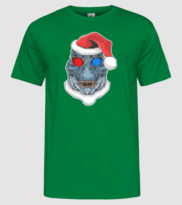 Santasaurus Rex model verde pe tricou