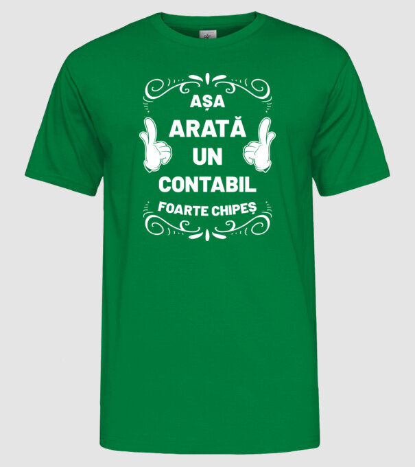 Așa arată un contabil foarte chipeș model verde pe tricou