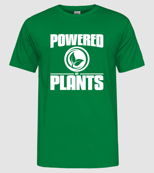 powered_by_plants model verde pe tricou