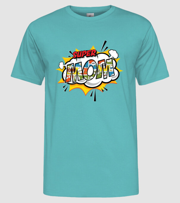 Comic Mom model turcoaz pe tricou