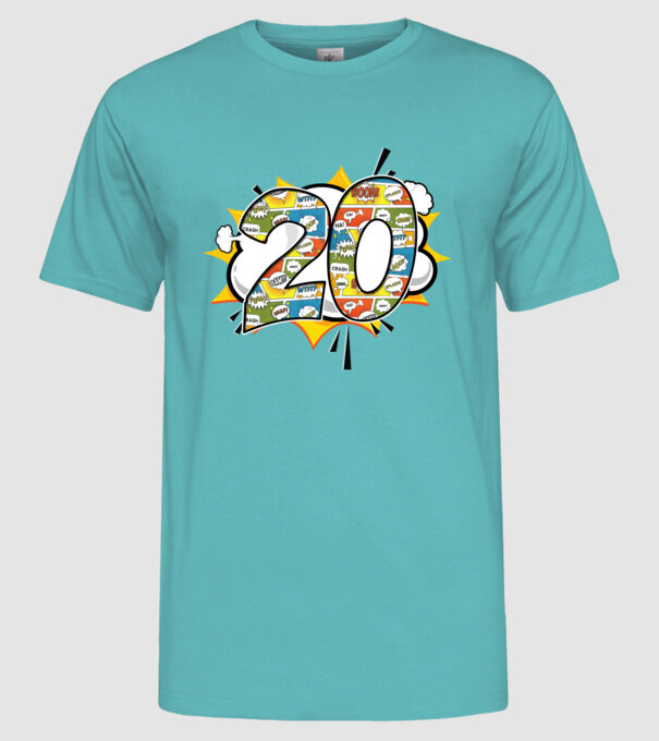 Birthday Comic Number 20 model turcoaz pe tricou