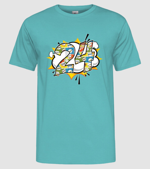 Birthday Comic Number 24 model turcoaz pe tricou