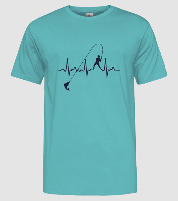 fishing heartbeat model turcoaz pe tricou