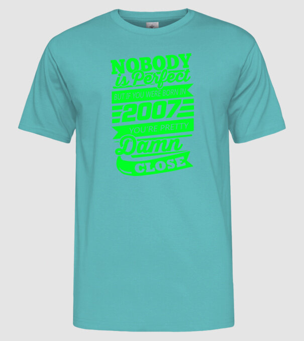 Nobody is perfect - Born in 2007 model turcoaz pe tricou