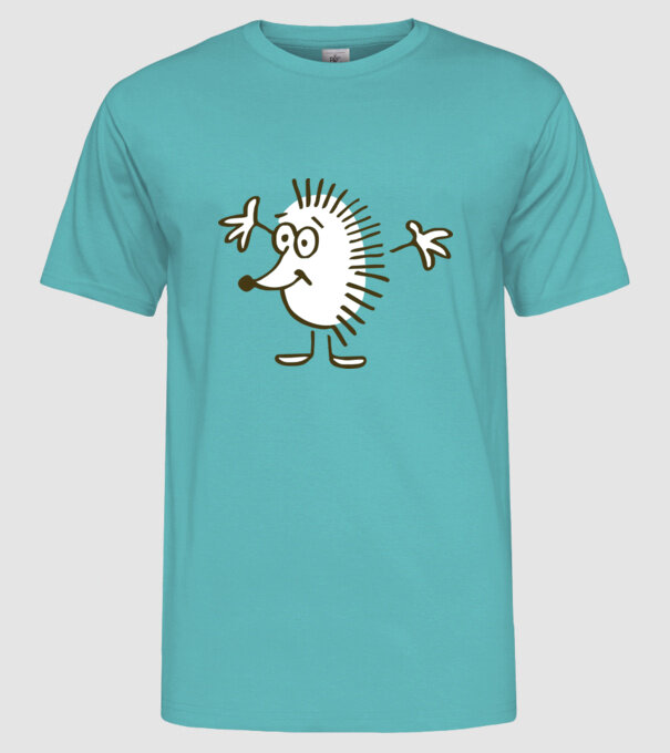 arici model turcoaz pe tricou