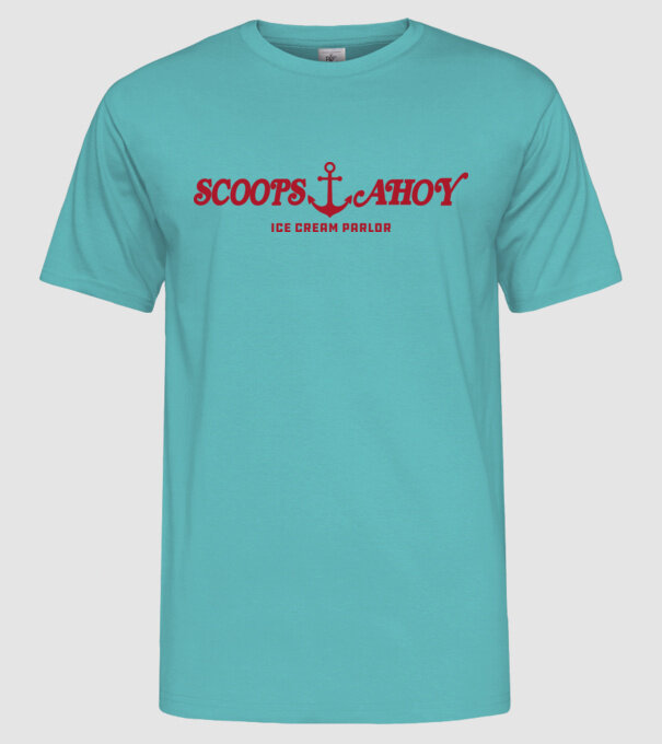 scoops and ahoy stranger things model turcoaz pe tricou
