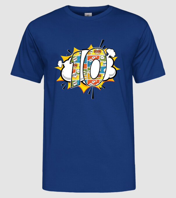 Birthday Comic Number 10 model albastru regal pe tricou
