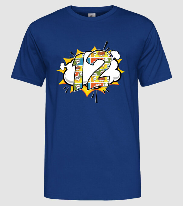 Birthday Comic Number 12 model albastru regal pe tricou