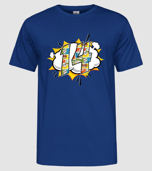 Birthday Comic Number 14 model albastru regal pe tricou