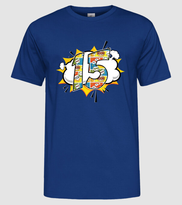 Birthday Comic Number 15 model albastru regal pe tricou