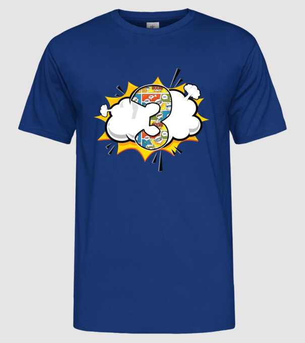 Birthday Comic Number 3 model albastru regal pe tricou
